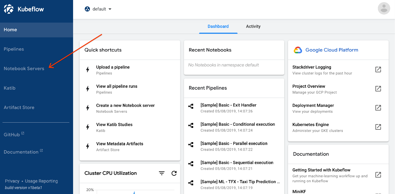Opening notebooks from the Kubeflow UI